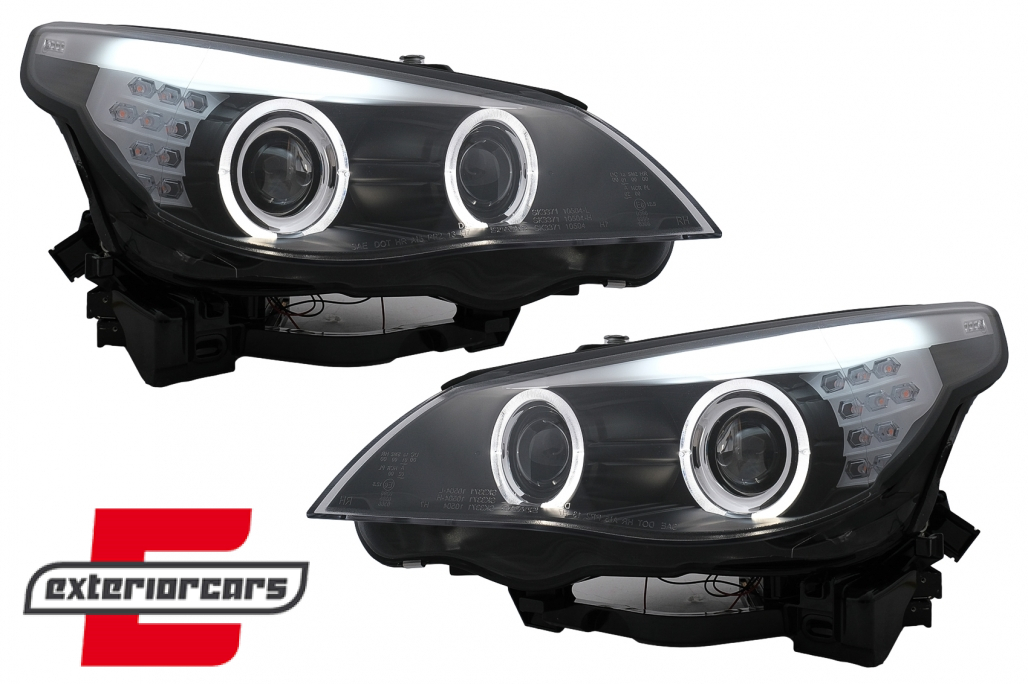 Prednja svjetla Angel Eyes LED žmigavci (crna) / BMW serije 5 E60 E61 (2003-2007) - Slika 2