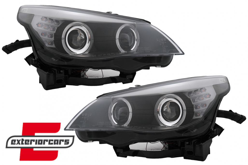 Prednja svjetla Angel Eyes LED žmigavci (crna) / BMW serije 5 E60 E61 (2003-2007) - Slika 14