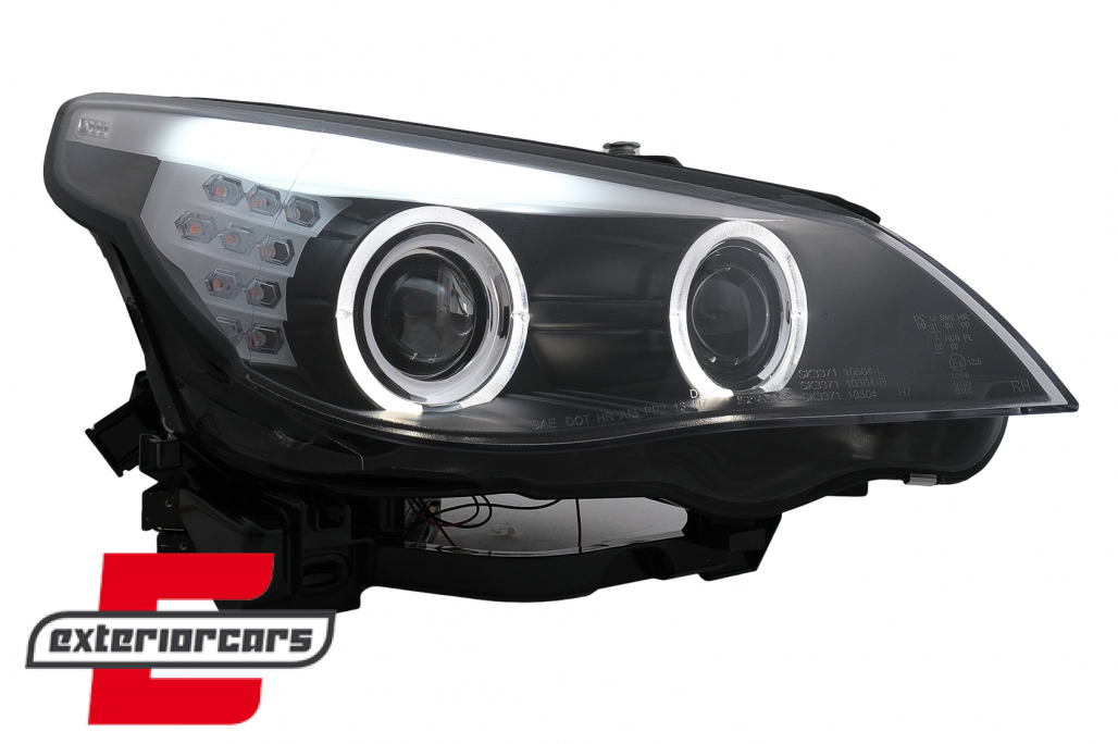 Prednja svjetla Angel Eyes LED žmigavci (crna) / BMW serije 5 E60 E61 (2003-2007) - Slika 3