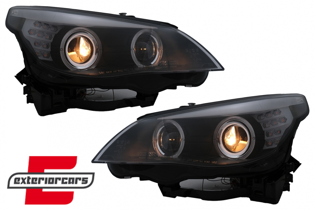 Prednja svjetla Angel Eyes LED žmigavci (crna) / BMW serije 5 E60 E61 (2003-2007) - Slika 7