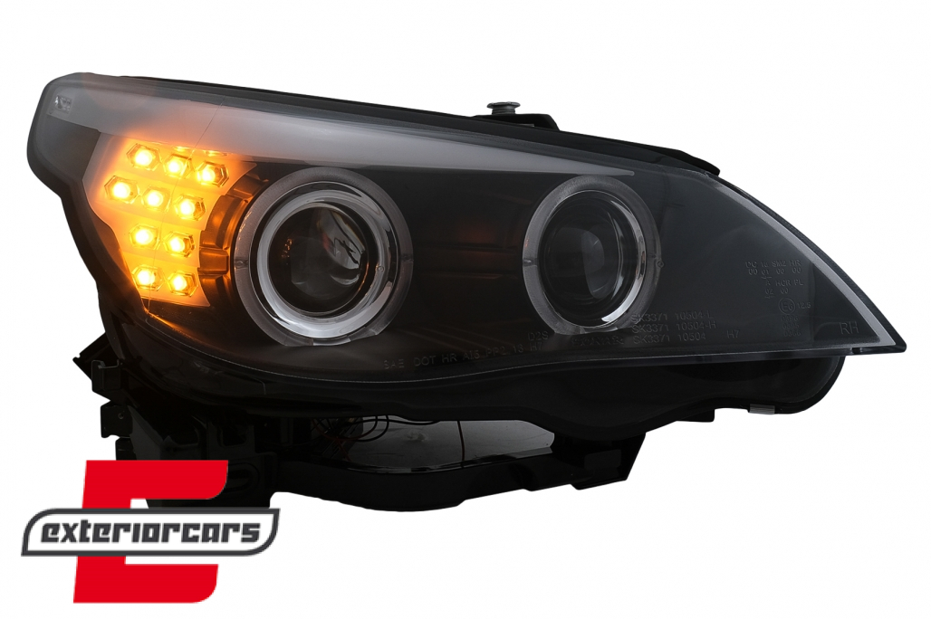 Prednja svjetla Angel Eyes LED žmigavci (crna) / BMW serije 5 E60 E61 (2003-2007) - Slika 9