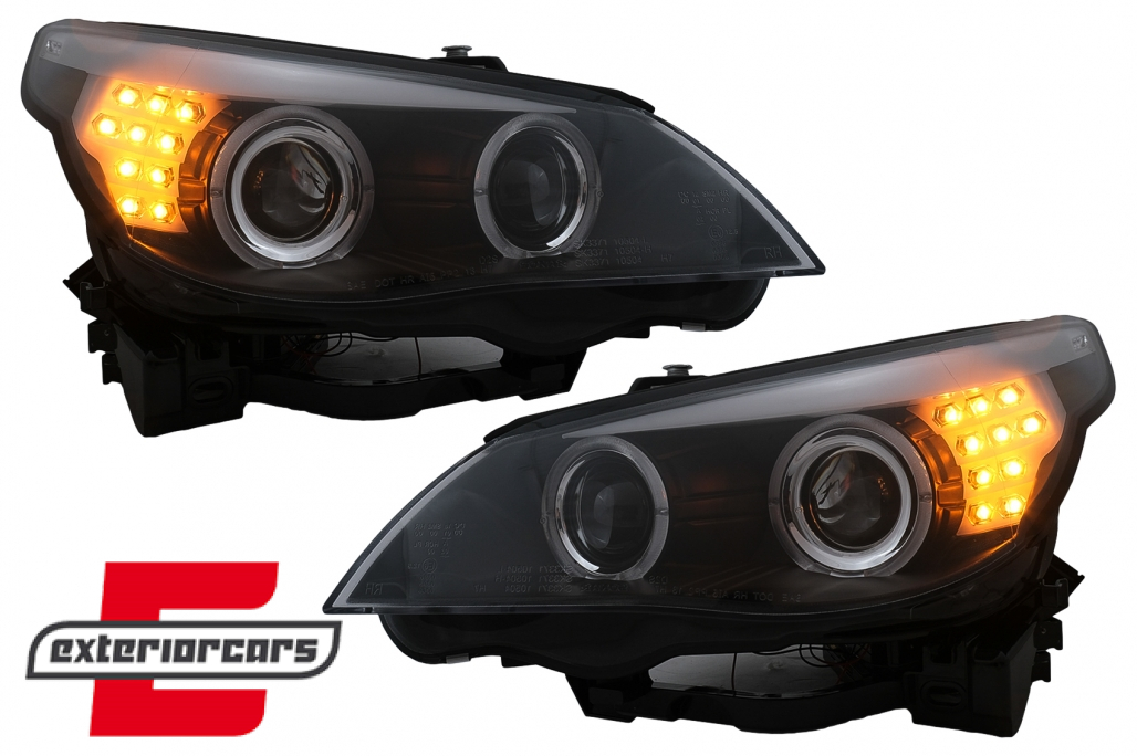 Prednja svjetla Angel Eyes LED žmigavci (crna) / BMW serije 5 E60 E61 (2003-2007) - Slika 10