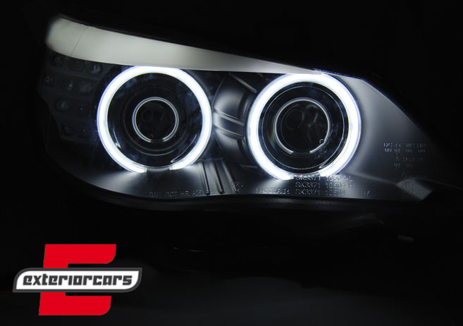Prednja svjetla CCFL Angel Eyes LED žmigavci (crna) / BMW serije 5 E60 E61 (2003-2007) - Slika 2