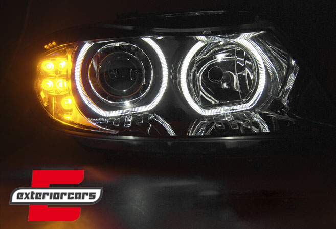 Prednja svjetla LED Angel Eyes LED žmigavci (crna) / BMW serije 3 E90 limuzina E91 karavan (03.2005-2011) - Slika 3