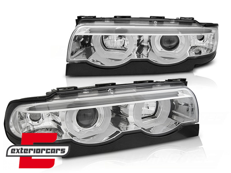 Prednja svjetla 3D LED Angel Eyes (chrome) / BMW serije 7 E38 (1994-1998) - Slika 2