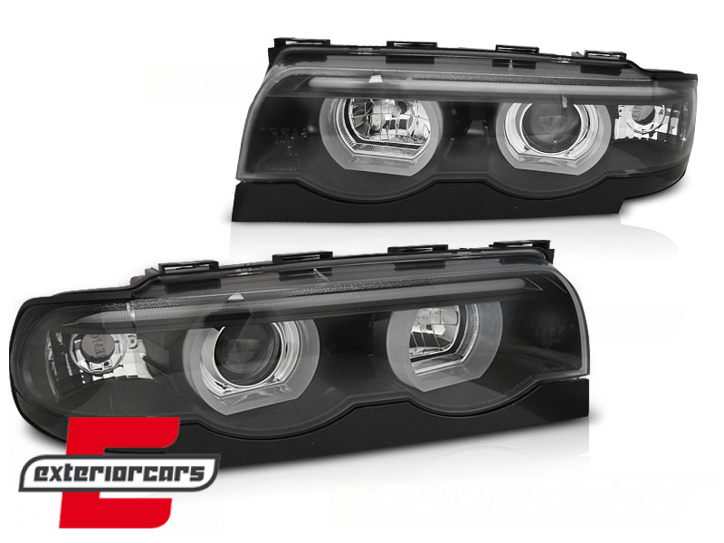 Prednja svjetla 3D LED Angel Eyes (crna) / BMW serije 7 E38 (1994-1998) - Slika 2