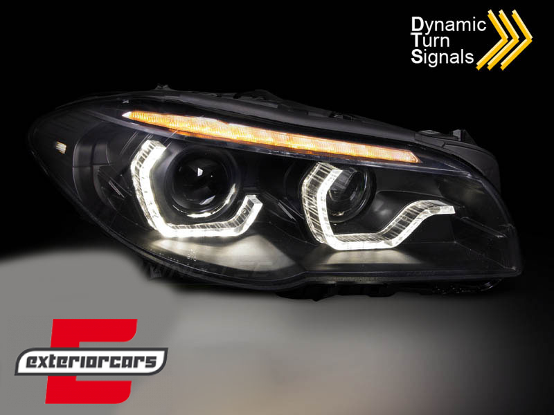 Prednja svjetla LED 3D Angel Eyes SEQ žmigavci Xenon (crna) / BMW serije 5 F10 F11 (2011-2013) - Slika 2