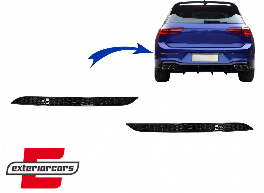 Poklopci stražnjih katadioptera Honeycomb dizajn (piano crna) / VW Golf 8 VIII Hatchback (2020-2024)