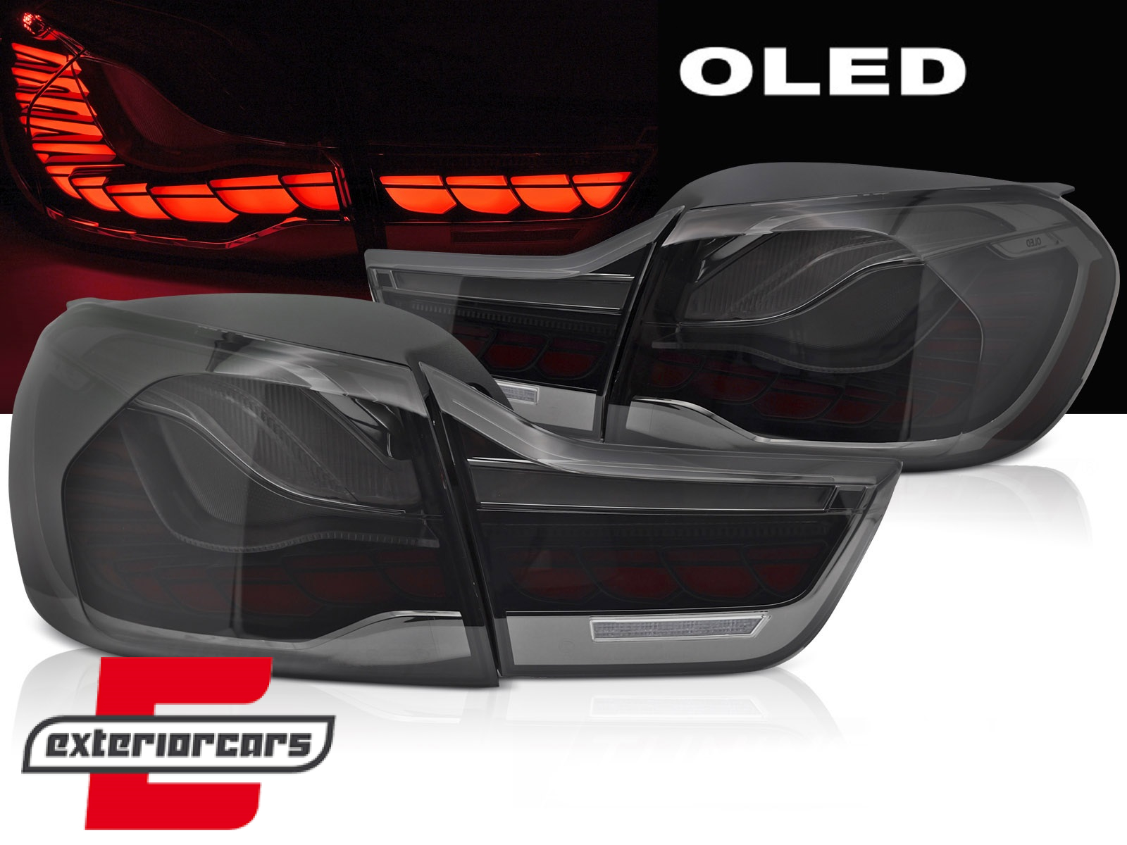 OLED stražnja svjetla SEQ žmigavci (smoke) / BMW serije 4 F32 F33 F36 M4 F82 F83 (2013-03.2019)