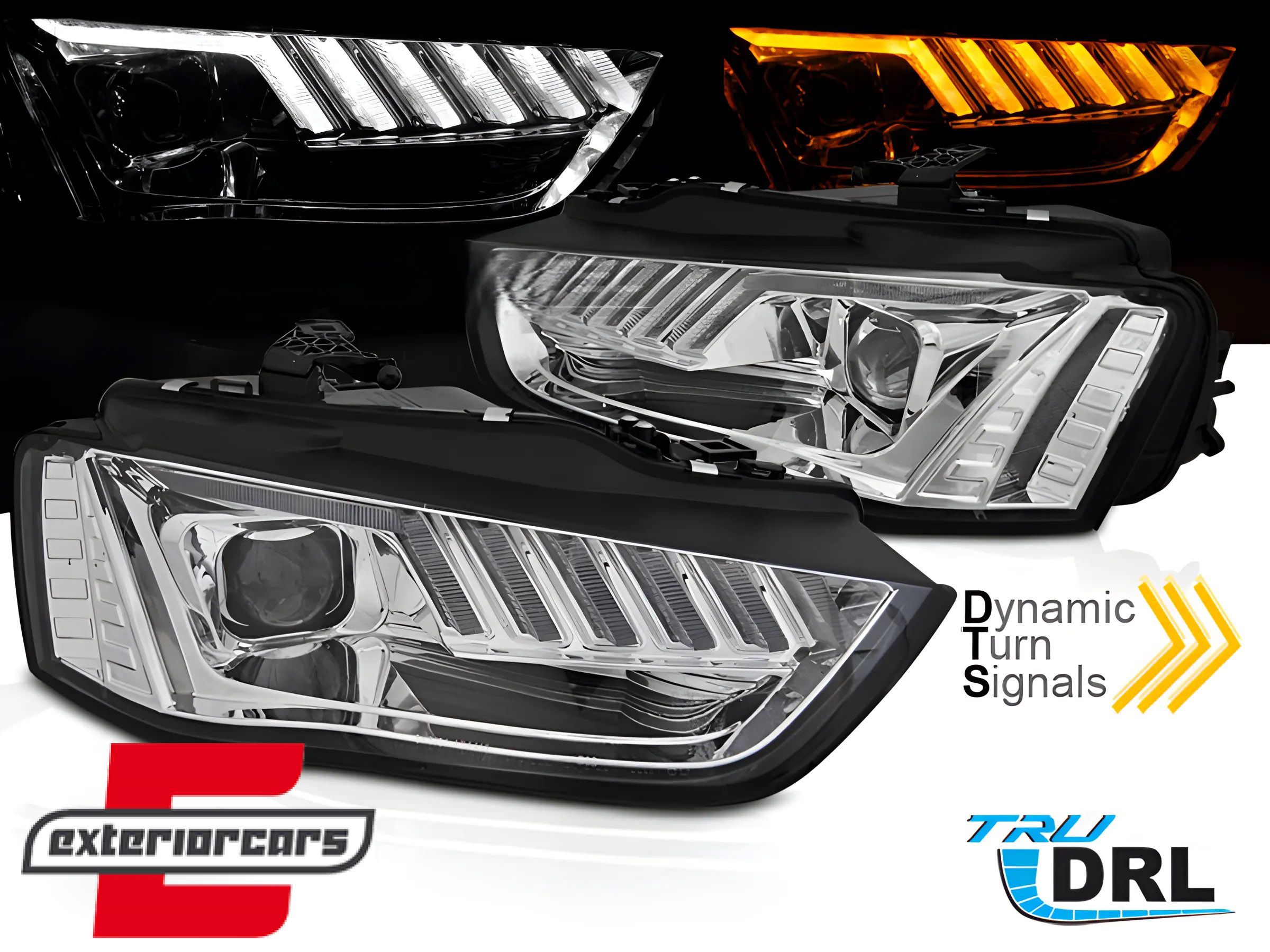 Prednja svjetla LED DRL SEQ žmigavci Xenon (chrome) / AUDI A4 B8.5 Facelift (2012-2015)