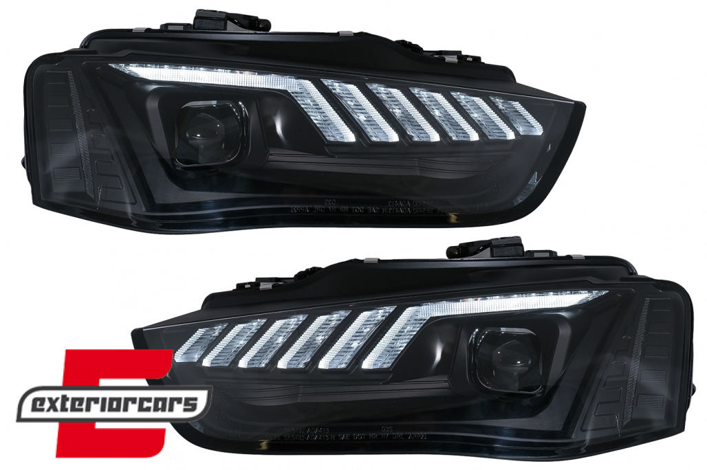 Prednja svjetla LED DRL SEQ žmigavci Xenon (crna) / AUDI A4 B8.5 Facelift (2012-2015) - Slika 2