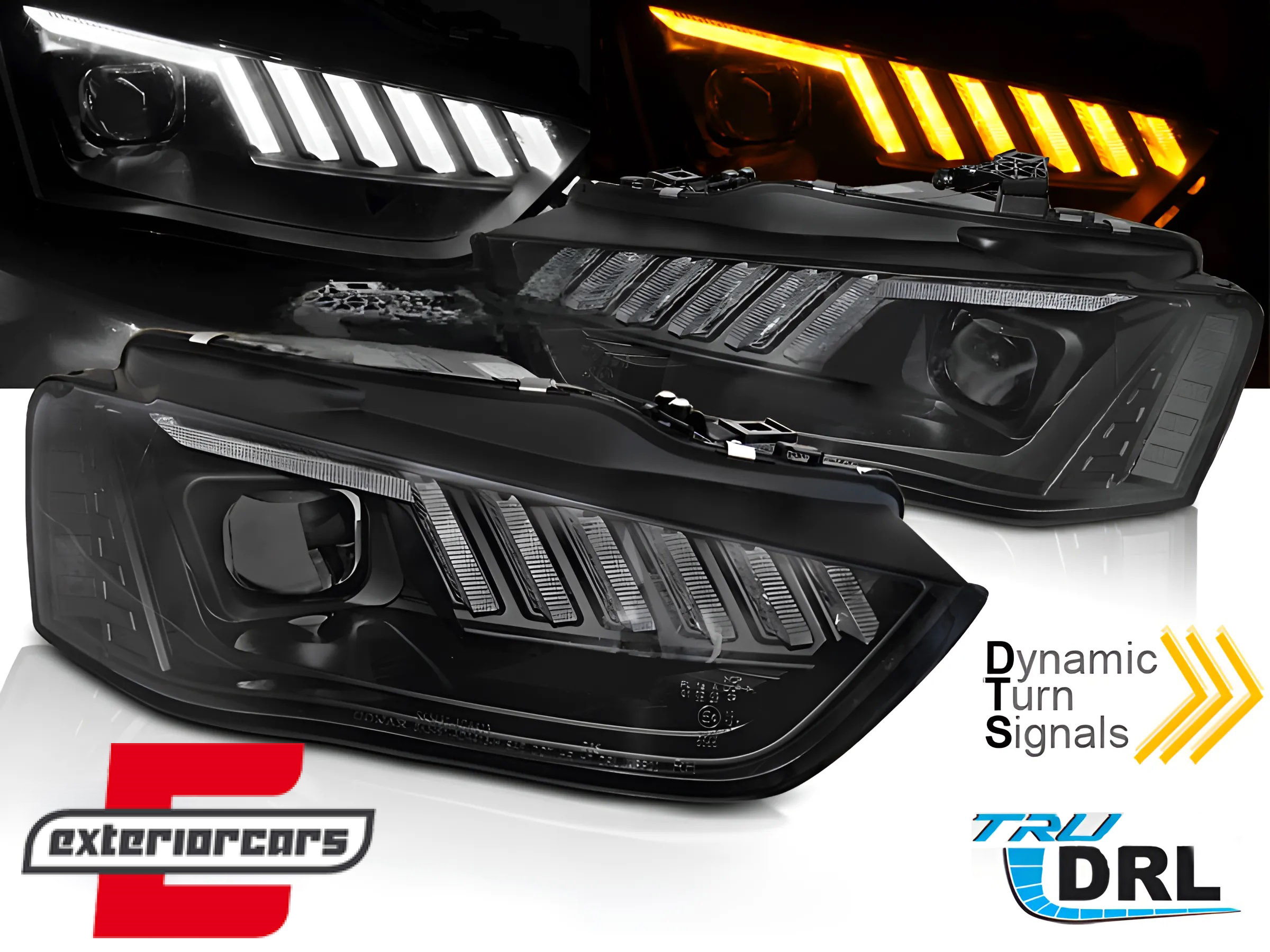 Prednja svjetla LED DRL SEQ žmigavci Xenon (crna) / AUDI A4 B8.5 Facelift (2012-2015)