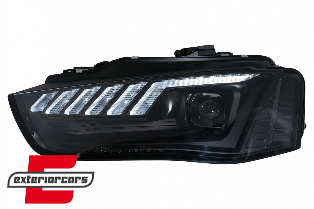 Prednja svjetla LED DRL SEQ žmigavci Xenon (crna) / AUDI A4 B8.5 Facelift (2012-2015) - Slika 3