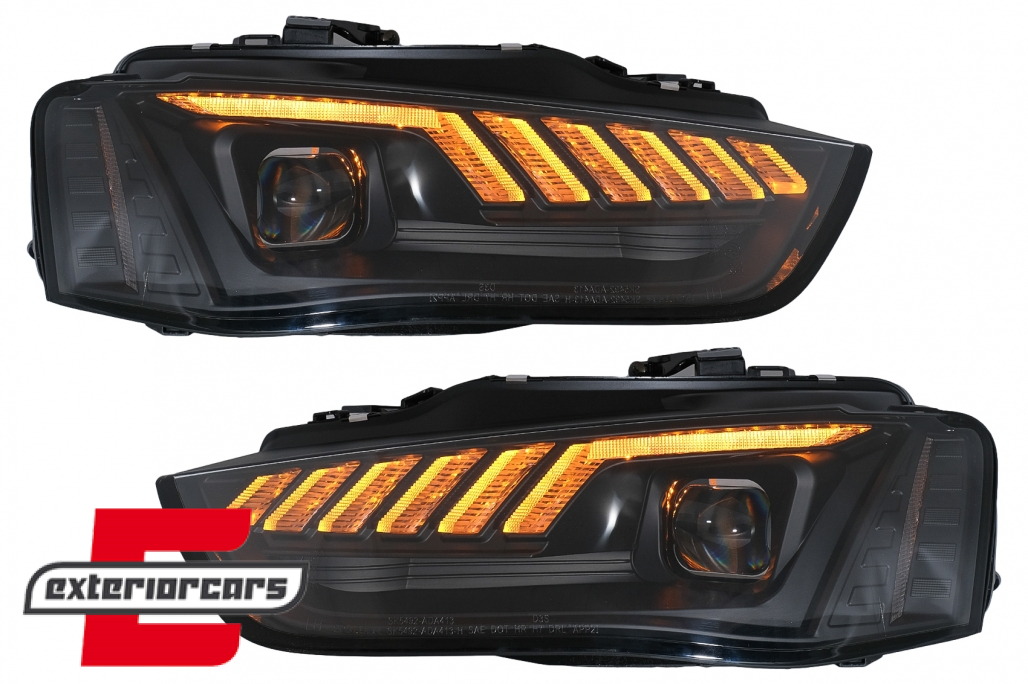 Prednja svjetla LED DRL SEQ žmigavci Xenon (crna) / AUDI A4 B8.5 Facelift (2012-2015) - Slika 8