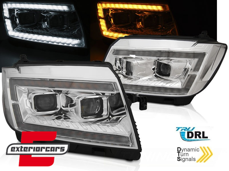 Prednja svjetla LED DRL TubeLights SEQ žmigavci (chrome) / VW Crafter II (2017-)