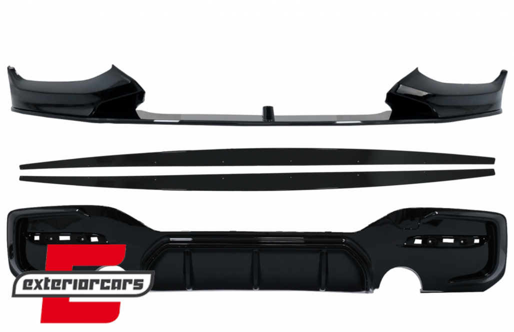 Prednji splitter & nastavci pragova & difuzor zraka M-Performance dizajn (piano crna) / BMW serije 1 F20 F21 LCI (2015-2019)