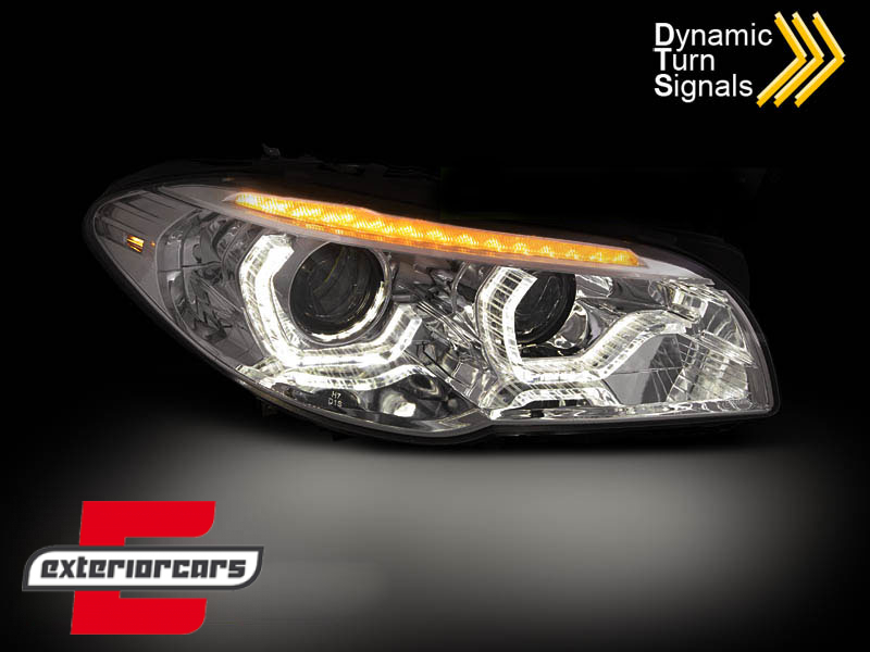 Prednja svjetla LED 3D Angel Eyes SEQ žmigavci Xenon (chrome) / BMW serije 5 F10 F11 LCI (2014-2017) - Slika 2