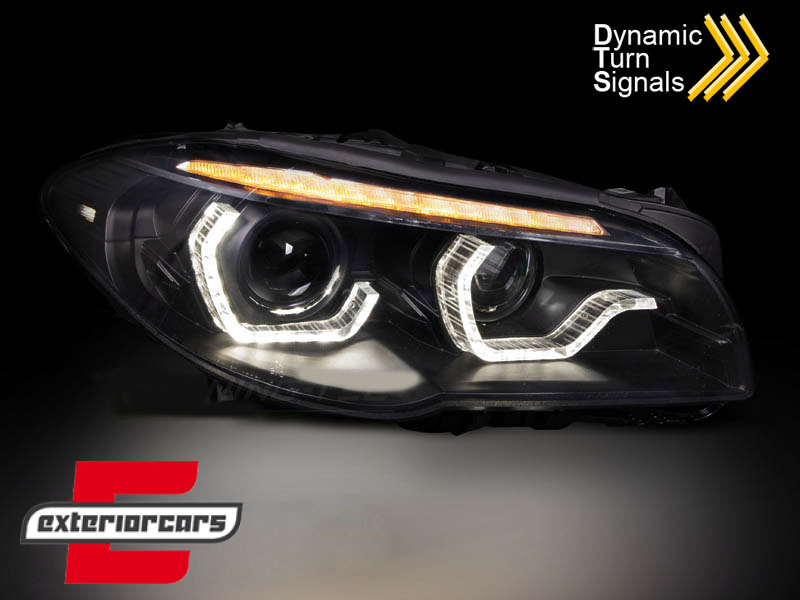 Prednja svjetla LED 3D Angel Eyes SEQ žmigavci Xenon (crna) / BMW serije 5 F10 F11 LCI (2014-2017) - Slika 2