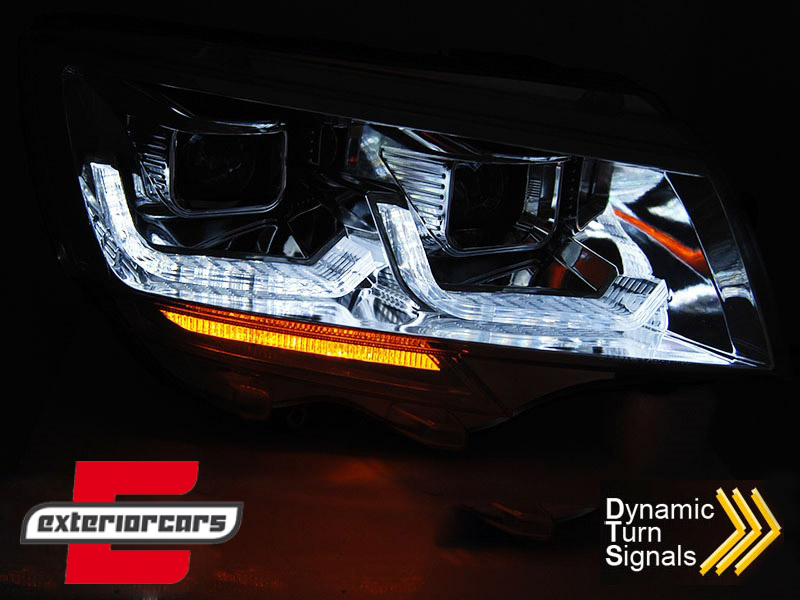 Prednja svjetla LED DRL TubeLight SEQ žmigavci (chrome) / VW Transporter Multivan Caravelle T6.1 (2020-) - Slika 3