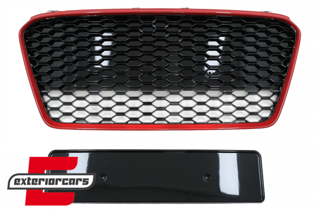 Prednja maska RS8 dizajn (piano crna/crvena) / Audi R8 Facelift (2013-2015)