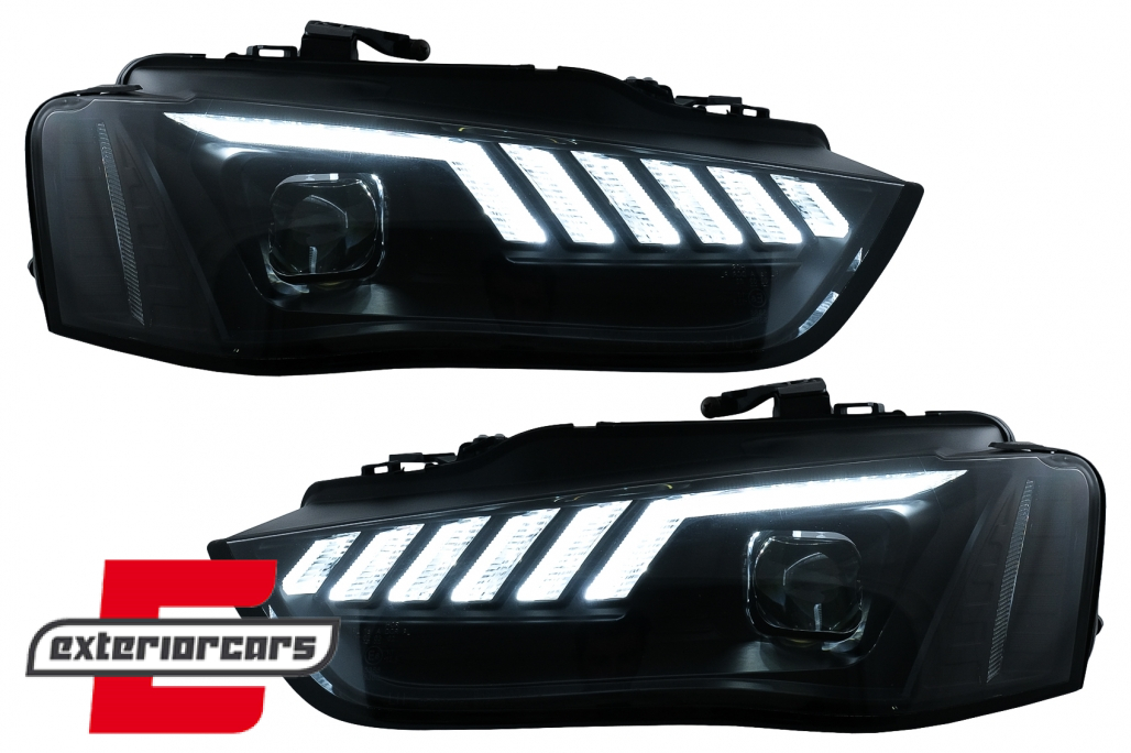 Prednja svjetla LED DRL SEQ žmigavci (crna) / Audi A4 B8.5 Facelift (2012-2015) - Slika 2