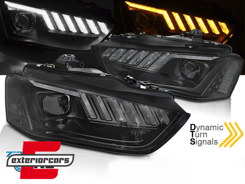 Prednja svjetla LED DRL SEQ žmigavci (crna) / Audi A4 B8.5 Facelift (2012-2015)