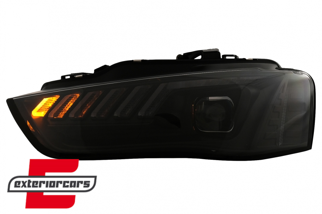 Prednja svjetla LED DRL SEQ žmigavci (crna) / Audi A4 B8.5 Facelift (2012-2015) - Slika 12