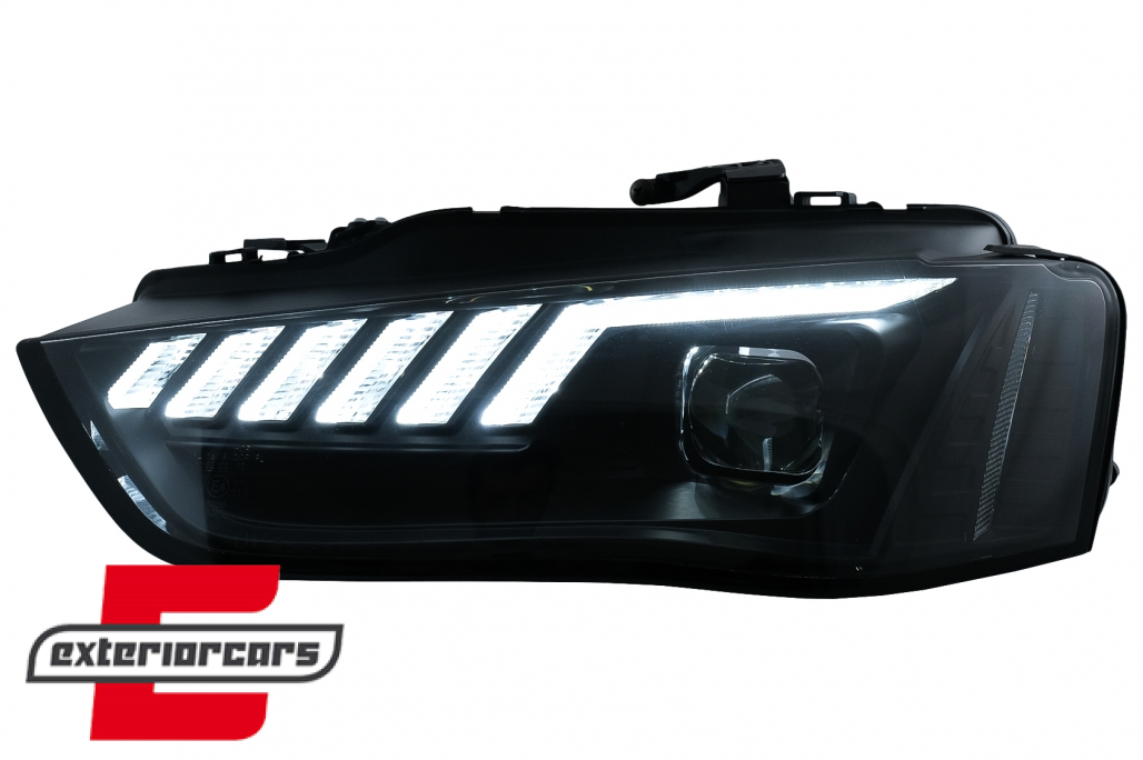Prednja svjetla LED DRL SEQ žmigavci (crna) / Audi A4 B8.5 Facelift (2012-2015) - Slika 3