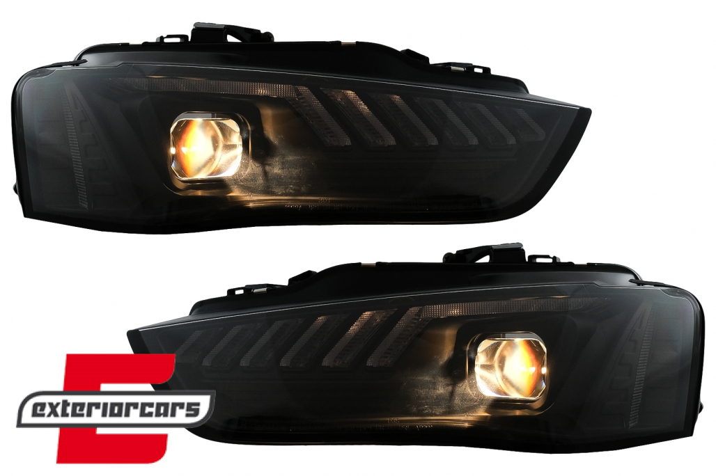 Prednja svjetla LED DRL SEQ žmigavci (crna) / Audi A4 B8.5 Facelift (2012-2015) - Slika 6