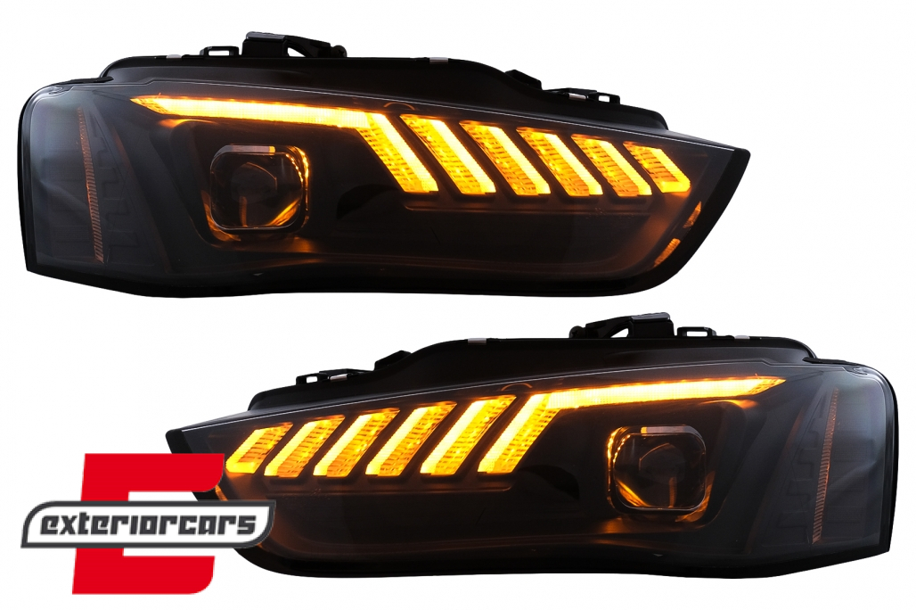 Prednja svjetla LED DRL SEQ žmigavci (crna) / Audi A4 B8.5 Facelift (2012-2015) - Slika 9