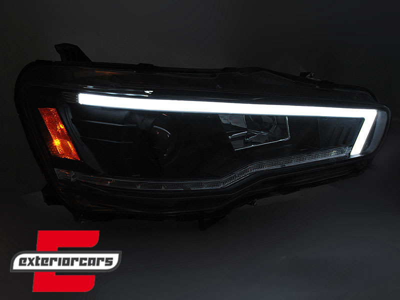 Prednja svjetla LED TubeLight SEQ žmigavci (crna) / Mitsubishi Lancer 8 (2007-2017) - Slika 2