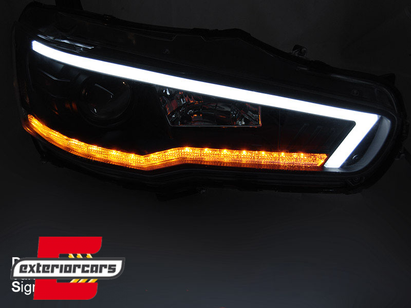 Prednja svjetla LED TubeLight SEQ žmigavci (crna) / Mitsubishi Lancer 8 (2007-2017) - Slika 3