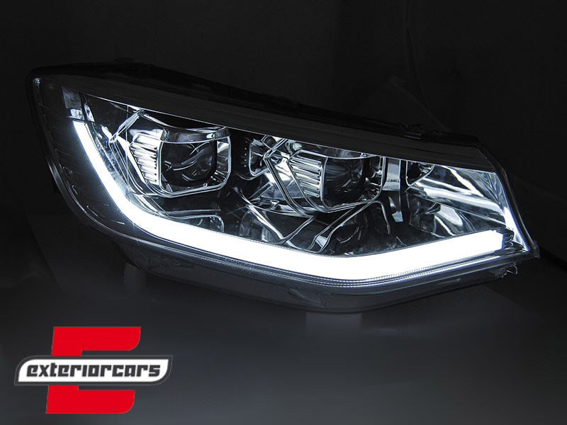 Prednja svjetla LED DRL TubeLight SEQ žmigavci (chrome) / Volkswagen Caddy V (2020-) - Slika 2