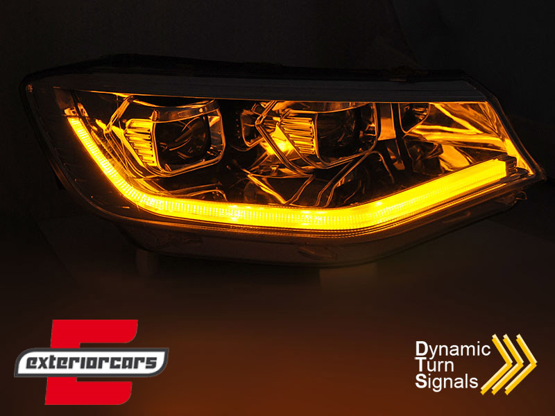 Prednja svjetla LED DRL TubeLight SEQ žmigavci (chrome) / Volkswagen Caddy V (2020-) - Slika 3