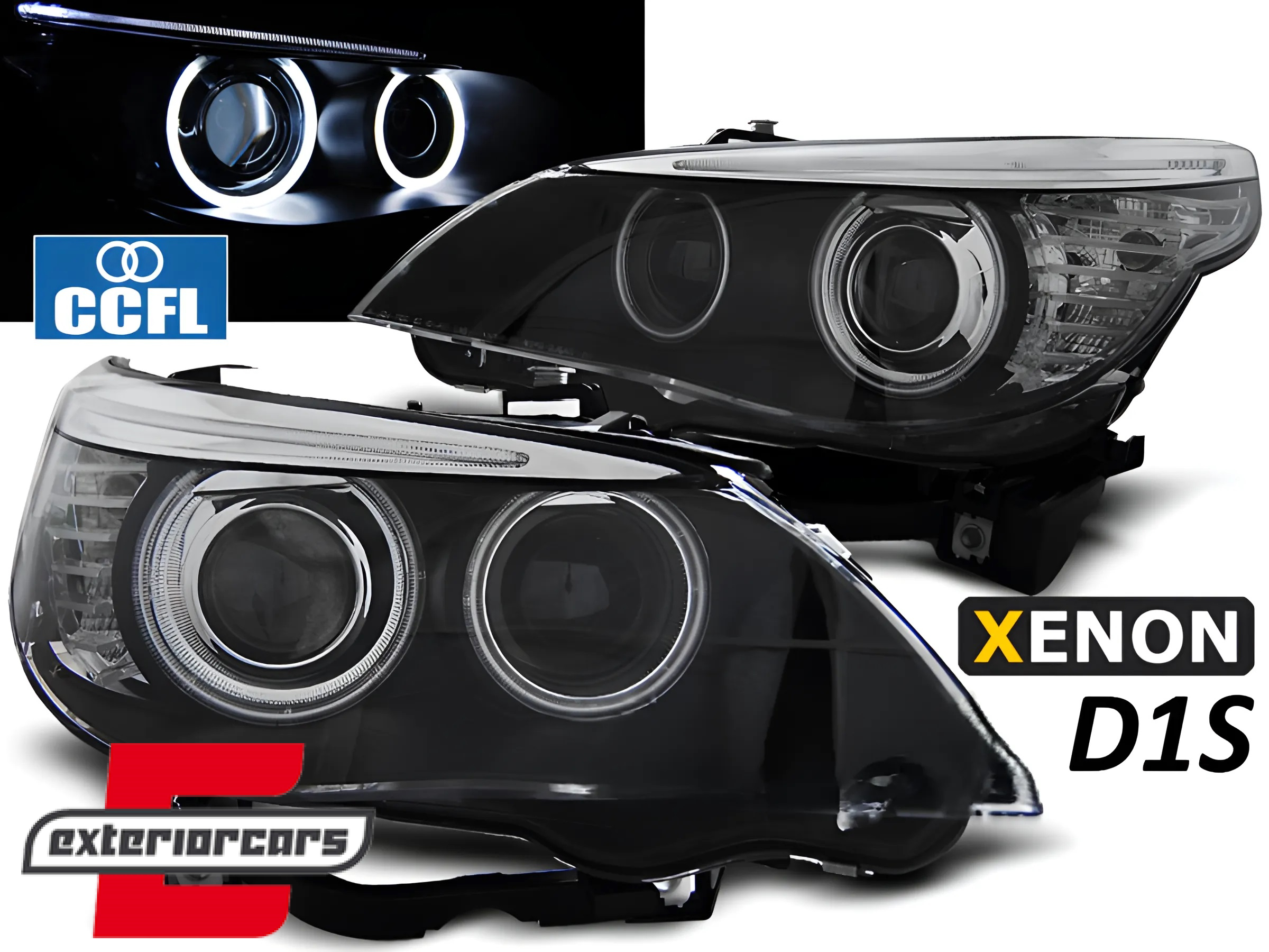 Prednje svjetla CCFL Angel Eyes Xenon (crna) / BMW serije 5 E60 E61 (2005-2007)