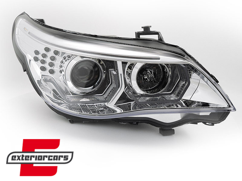 Prednja svjetla 3D Angel Eyes LED žmigavci (chrome) / BMW serije 5 E60 E61 (2003-2007) - Slika 2