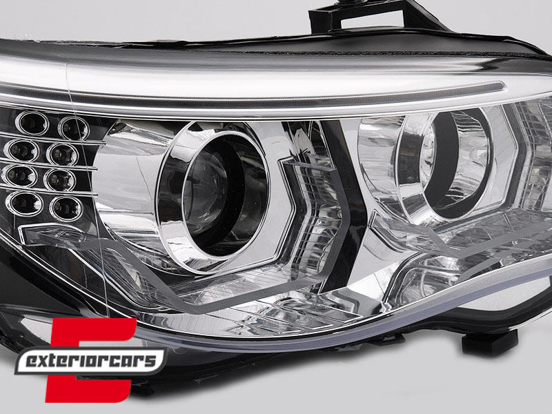 Prednja svjetla 3D Angel Eyes LED žmigavci (chrome) / BMW serije 5 E60 E61 (2003-2007) - Slika 3