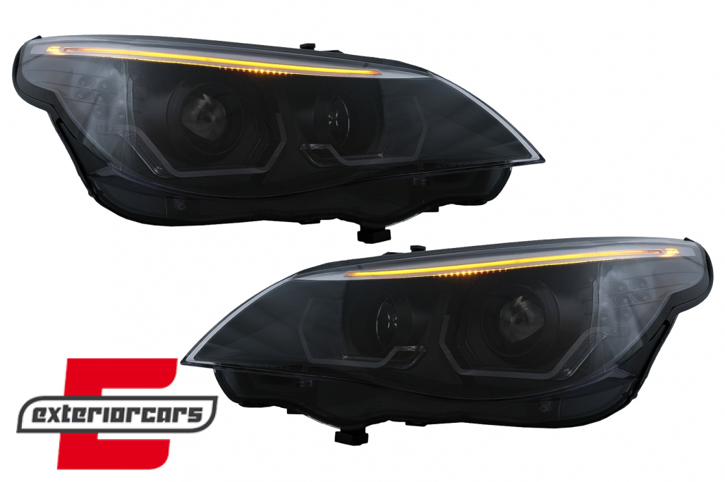 Prednja svjetla 3D Angel Eyes LED žmigavci (crna) / BMW serije 5 E60 E61 (2003-2007) - Slika 15