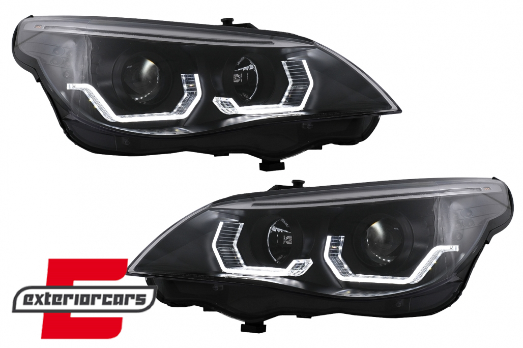 Prednja svjetla 3D Angel Eyes LED žmigavci (crna) / BMW serije 5 E60 E61 (2003-2007) - Slika 2