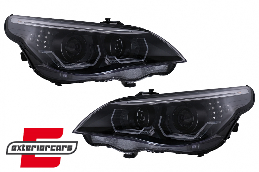Prednja svjetla 3D Angel Eyes LED žmigavci (crna) / BMW serije 5 E60 E61 (2003-2007) - Slika 20