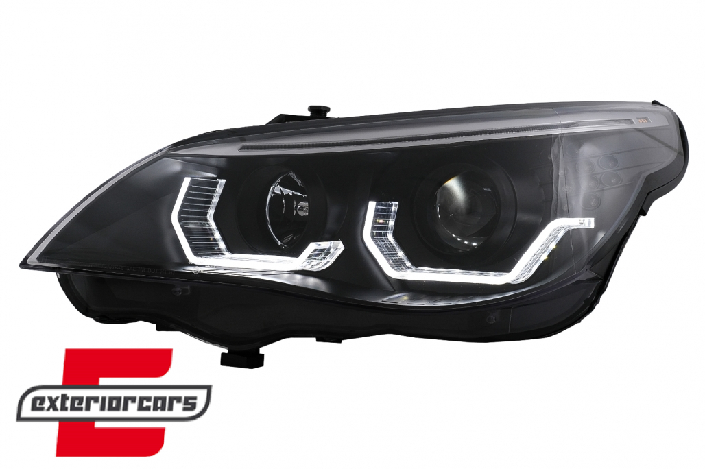 Prednja svjetla 3D Angel Eyes LED žmigavci (crna) / BMW serije 5 E60 E61 (2003-2007) - Slika 3
