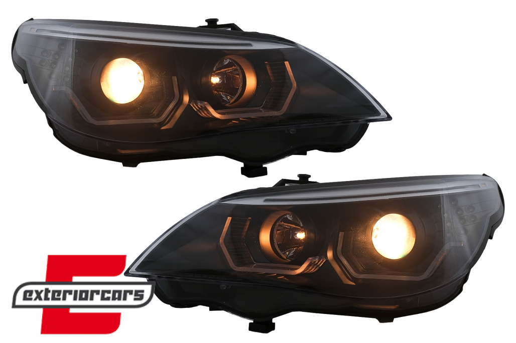Prednja svjetla 3D Angel Eyes LED žmigavci (crna) / BMW serije 5 E60 E61 (2003-2007) - Slika 9
