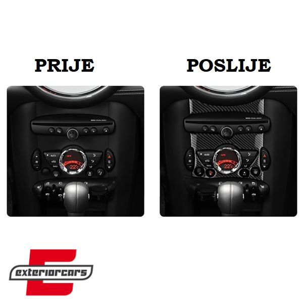 Plastika središnje konzole Multimedije (karbon look) / Mini Cooper R55 R56 R57 R58 R59 R60 (2006-2016) - Slika 9