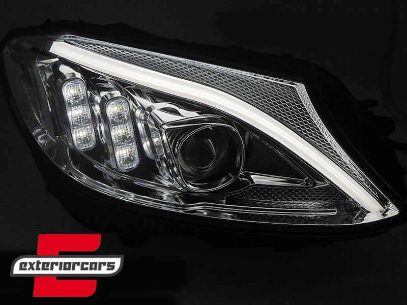 Prednja svjetla LED DRL SEQ žmigavci (chrome) / Mercedes C-klasa W205 S205 A205 C205 (2014-2018) - Slika 6