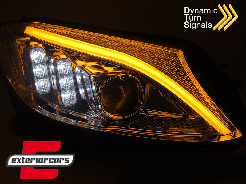 Prednja svjetla LED DRL SEQ žmigavci (chrome) / Mercedes C-klasa W205 S205 A205 C205 (2014-2018) - Slika 8