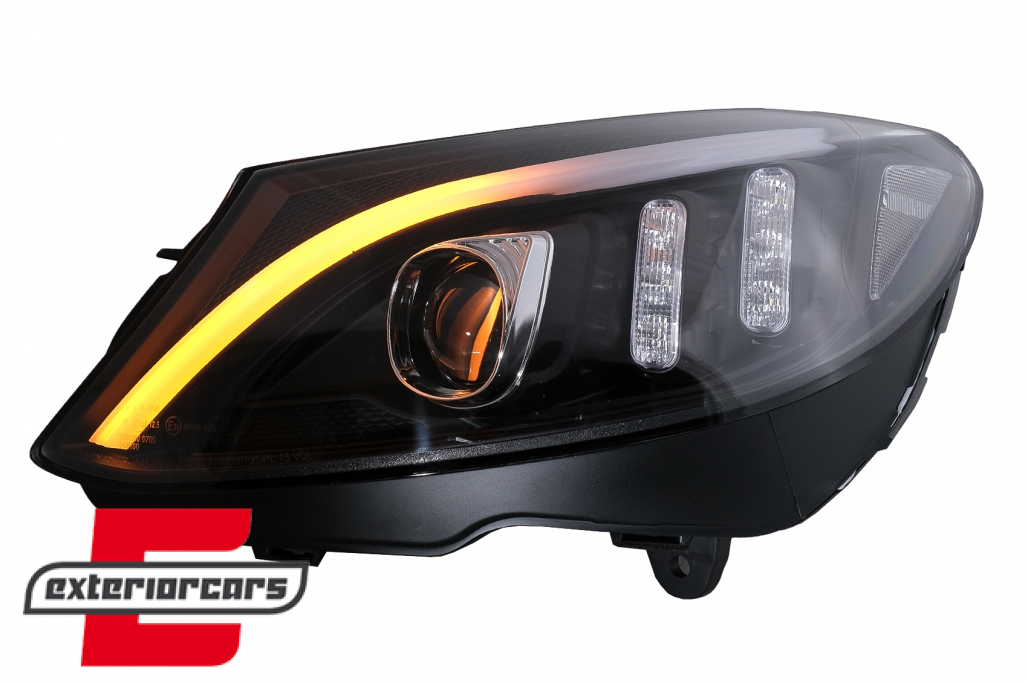 Prednja svjetla LED DRL SEQ žmigavci (crna) / Mercedes C-klasa W205 S205 A205 C205 (2014-2018) - Slika 10