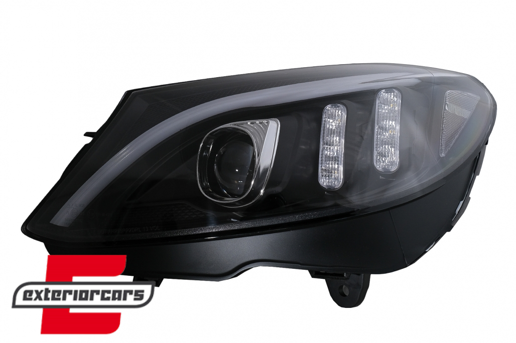 Prednja svjetla LED DRL SEQ žmigavci (crna) / Mercedes C-klasa W205 S205 A205 C205 (2014-2018) - Slika 12
