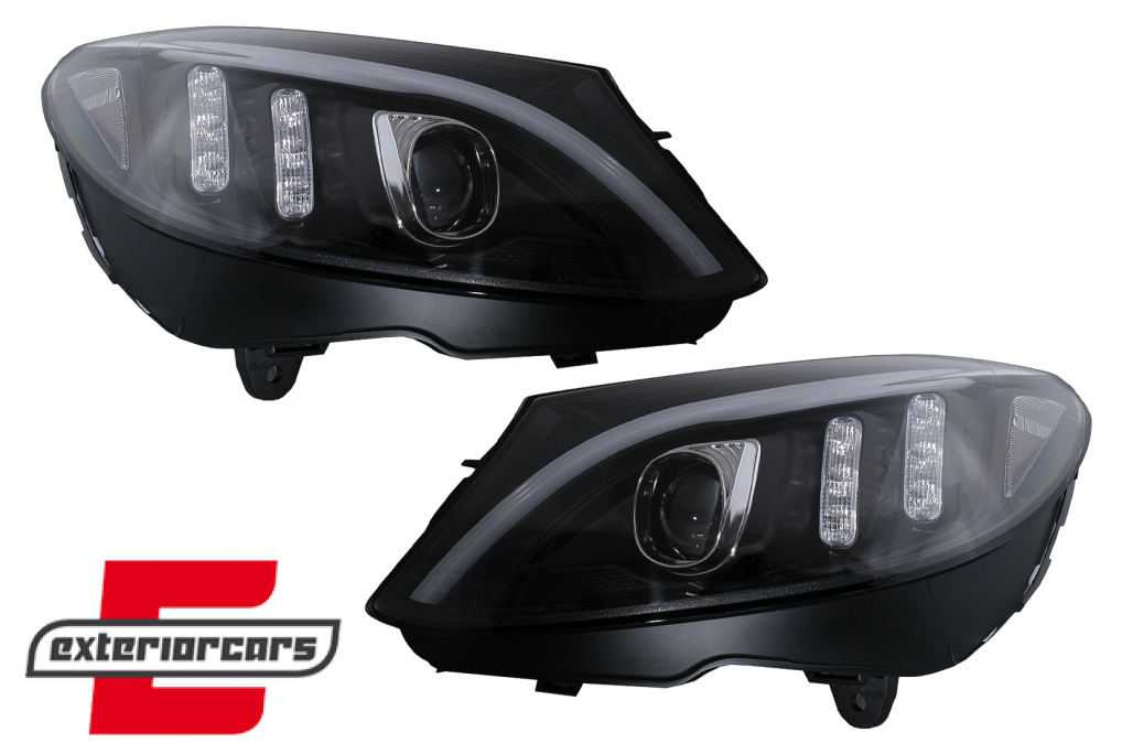 Prednja svjetla LED DRL SEQ žmigavci (crna) / Mercedes C-klasa W205 S205 A205 C205 (2014-2018) - Slika 13