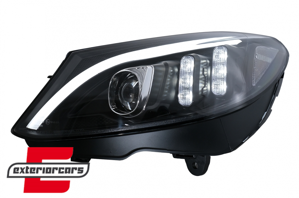 Prednja svjetla LED DRL SEQ žmigavci (crna) / Mercedes C-klasa W205 S205 A205 C205 (2014-2018) - Slika 3