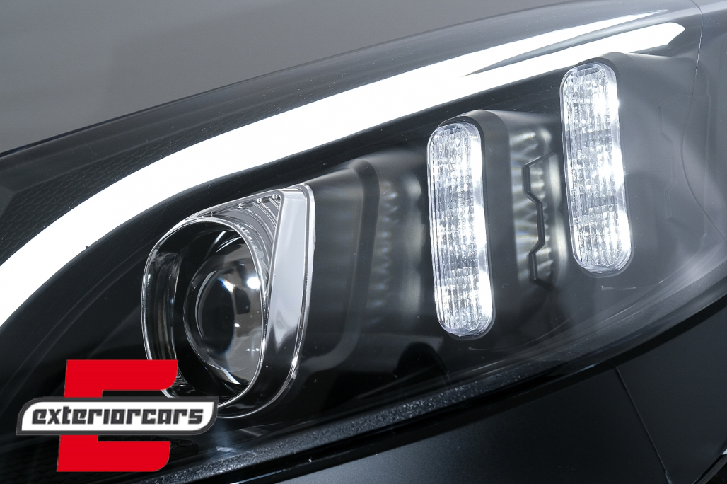 Prednja svjetla LED DRL SEQ žmigavci (crna) / Mercedes C-klasa W205 S205 A205 C205 (2014-2018) - Slika 4